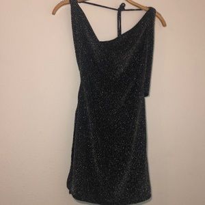 backless sparkle dress with slits